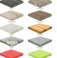 Outdoor table tops in a variety of colors will hold up to the elements