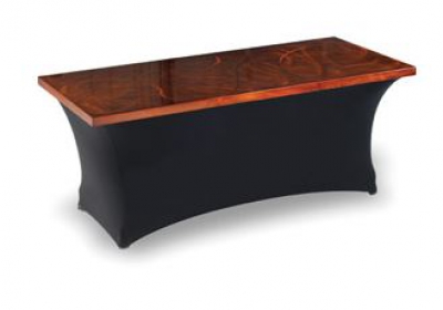 aluminum table topper on banquet table adds touch of class