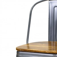 industrial metal stool wood seat