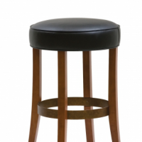 swivel stool, wood frame, upholstered seat