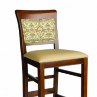 Wood frame, fully upholstered stool, wood frame around back